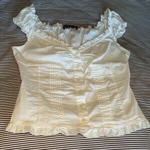 Brandy Melville White Ruffled Shirt